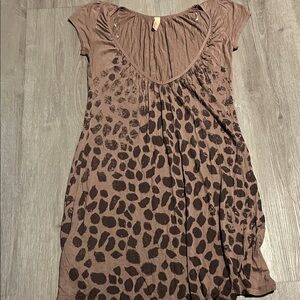 Brown Leopard Print Women's Top